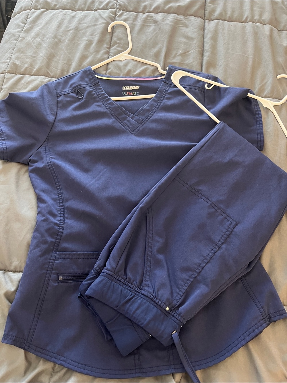 Scrubstar Navy V-Neck Scrub Top with Matching Drawstring Pants